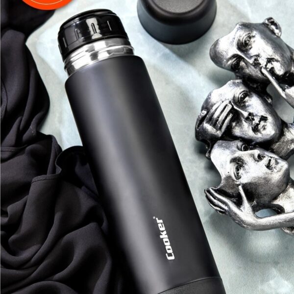 Cooker cift Kat Paslanmaz celik 750 ml Termos Siyah( cay Kahve Piknik Kamp Outdoor Ofis Otel Kafe Okul )