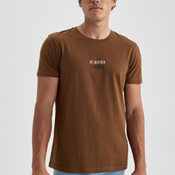 Defacto Slim Fit Bisiklet Yaka Baskili Kisa Kollu %100 Pamuk Tisort A2631ax23sm