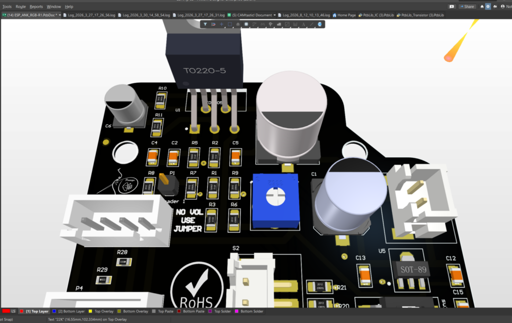 03 — 3D PCB 3D PCB model of industrial warning light controller
